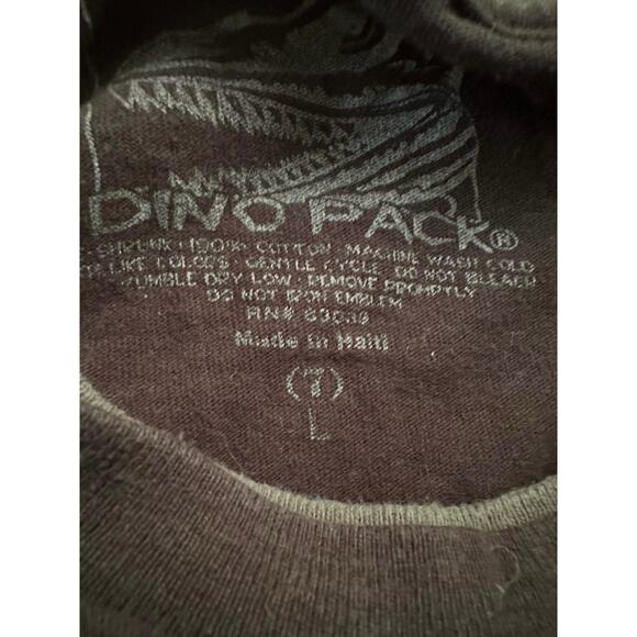 Glow Dinosaur Sz 7 Long Sleeve 100% Cotton T Shirt Boy Kid Black Night Fun light - Picture 3 of 6